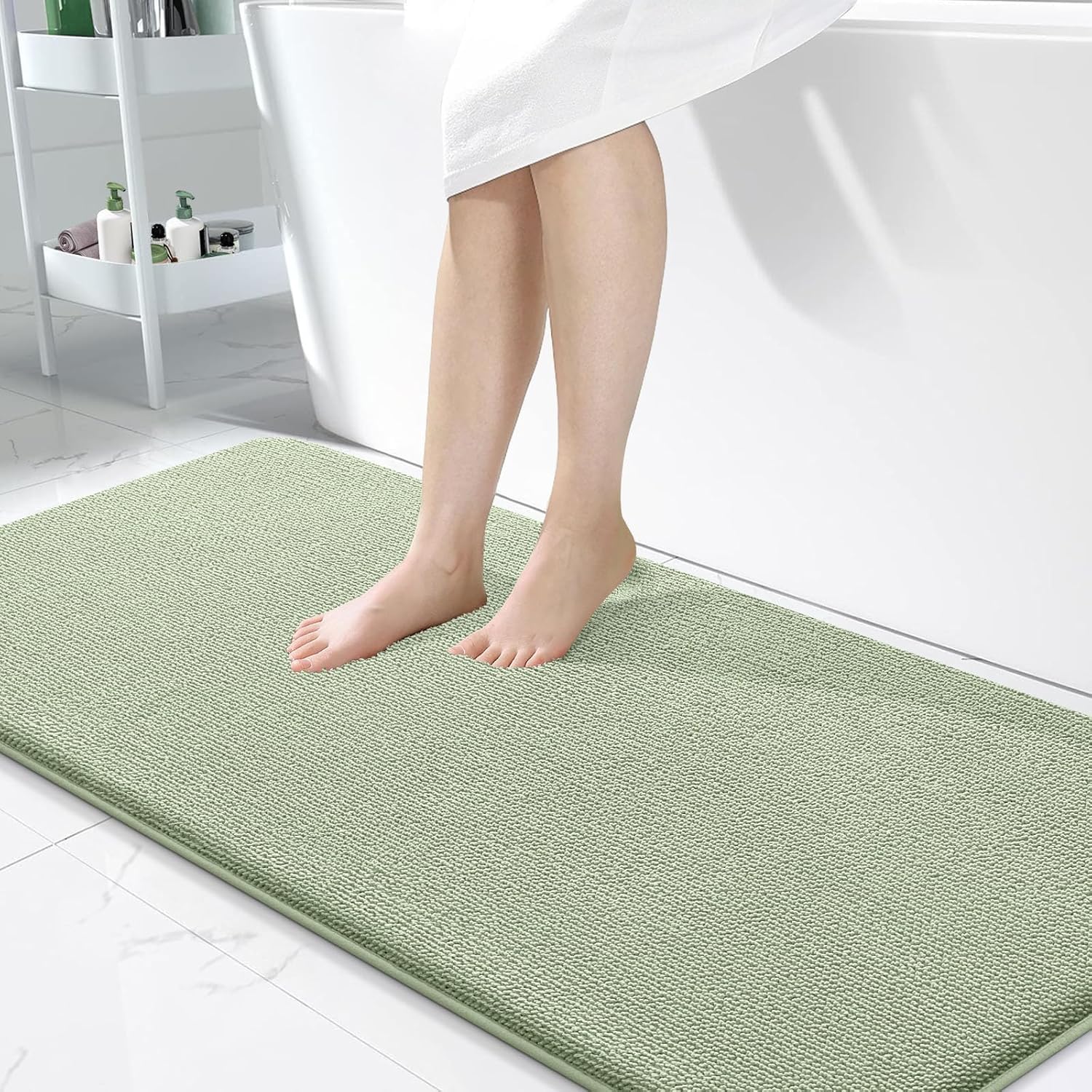 smiry Thick Memory Foam Bath Mat,60 x 120 cm,Extra Soft Absorbent Bathroom Mat,Non-Slip Quick Dry Bath Mats for Bathroom,Machine-Washable Bath Rug Foot Mat,Sage Green — image 1