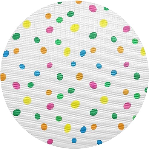 Colorful Polka Dots White Round Placemat, Non Slip Heat Resistant Mats for Kitchen one sizex6