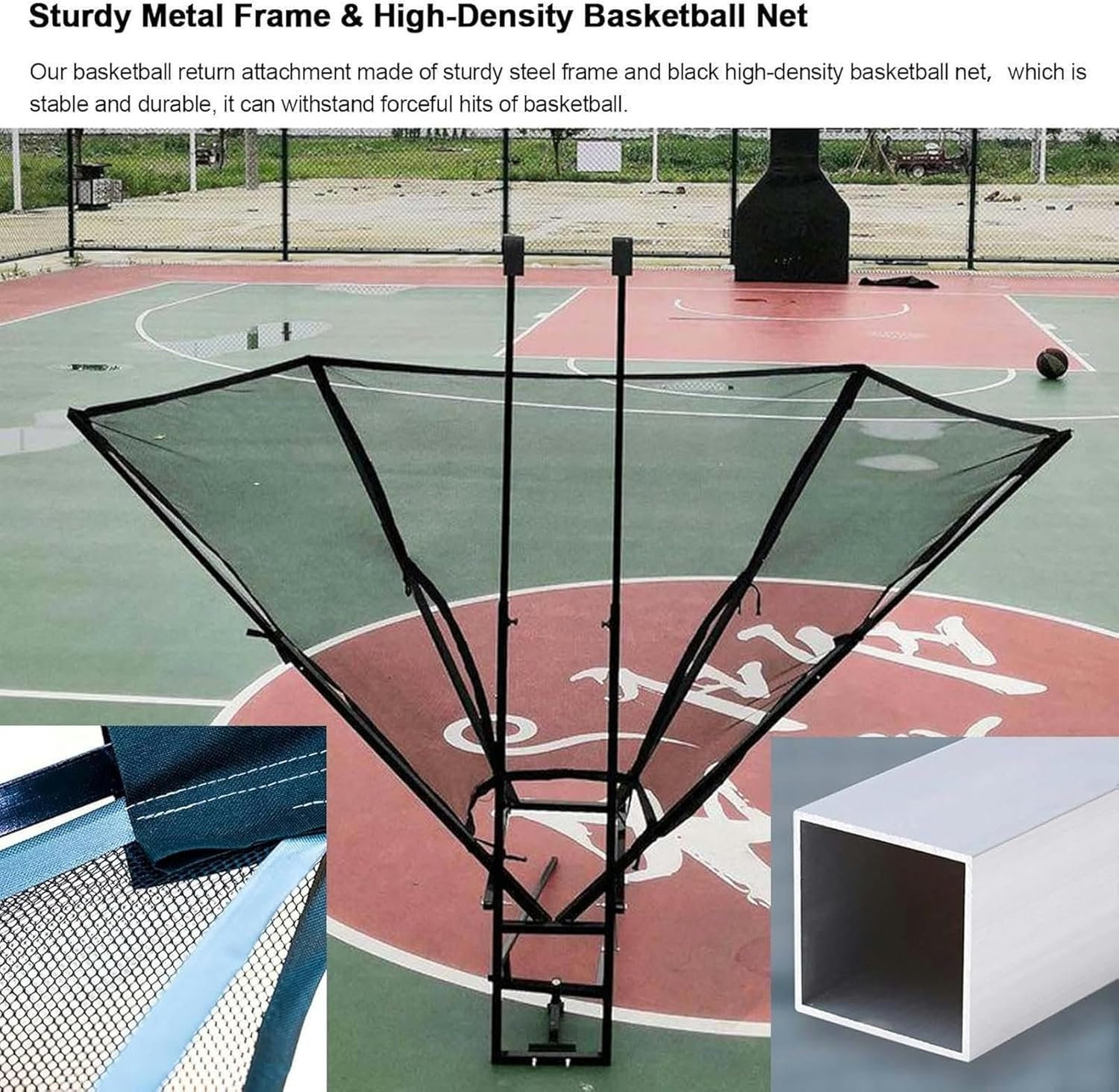 Wall Mounted Basketball Hoop Rebounder Shot Returner Net Return - Trainer for Traditional Pole and Mounted Hoops with Rotating Chute