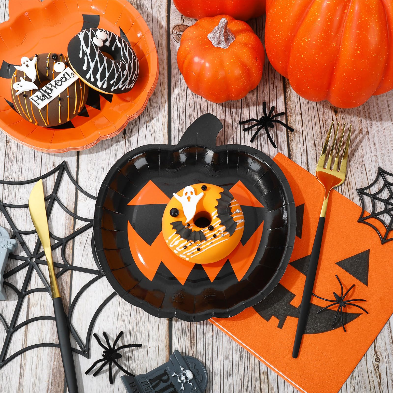 Amazon.com: 72Pcs Halloween Party Dinnerware Set Orange Black