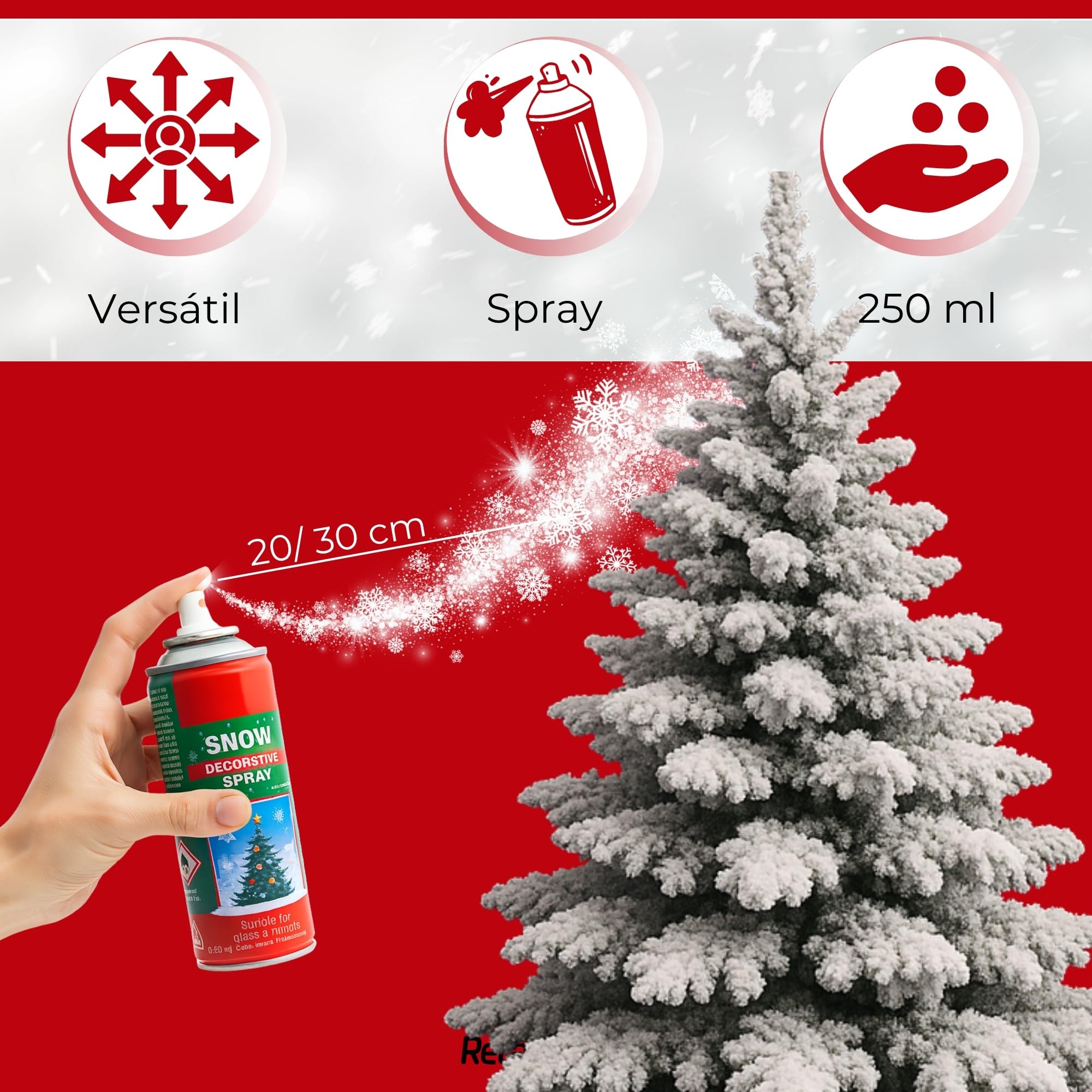 Espuma Nieve Artificial, Spray Decoración Navidad, Pulverizador de Nieve, Bote Spray Efecto Nieve, Copos de nieve artificial, Uso en interior, Utilizado en arbol de navidad, 12 botes de 250 ml - imagen 5