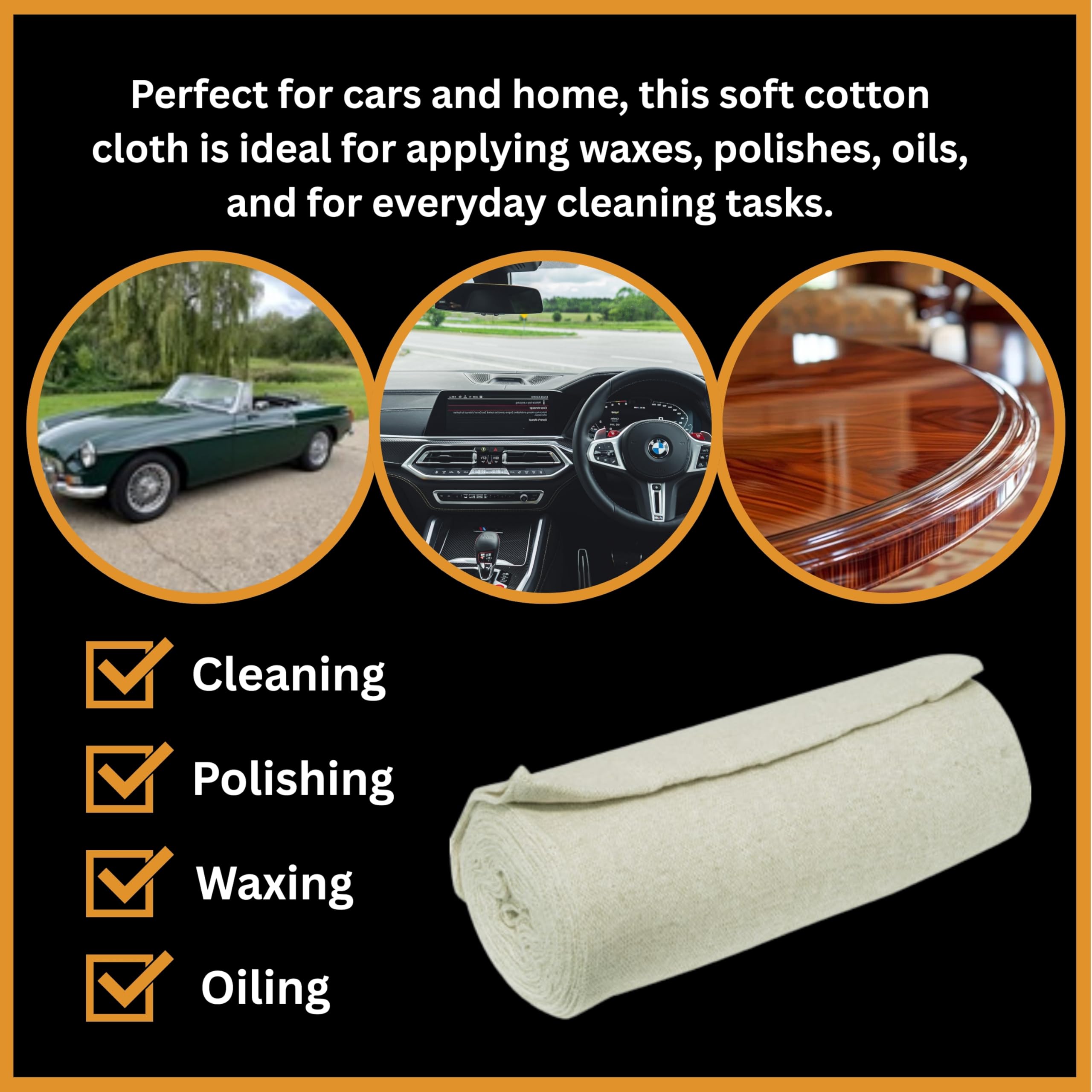 Tek Automotive Rotolo di tessuto Stockinette da 800 g, 100% puro cotone, rotolo di panno di montone da 17 m, ultra morbido, senza pelucchi per cerare legno, lucidatura e dettagli, straccio