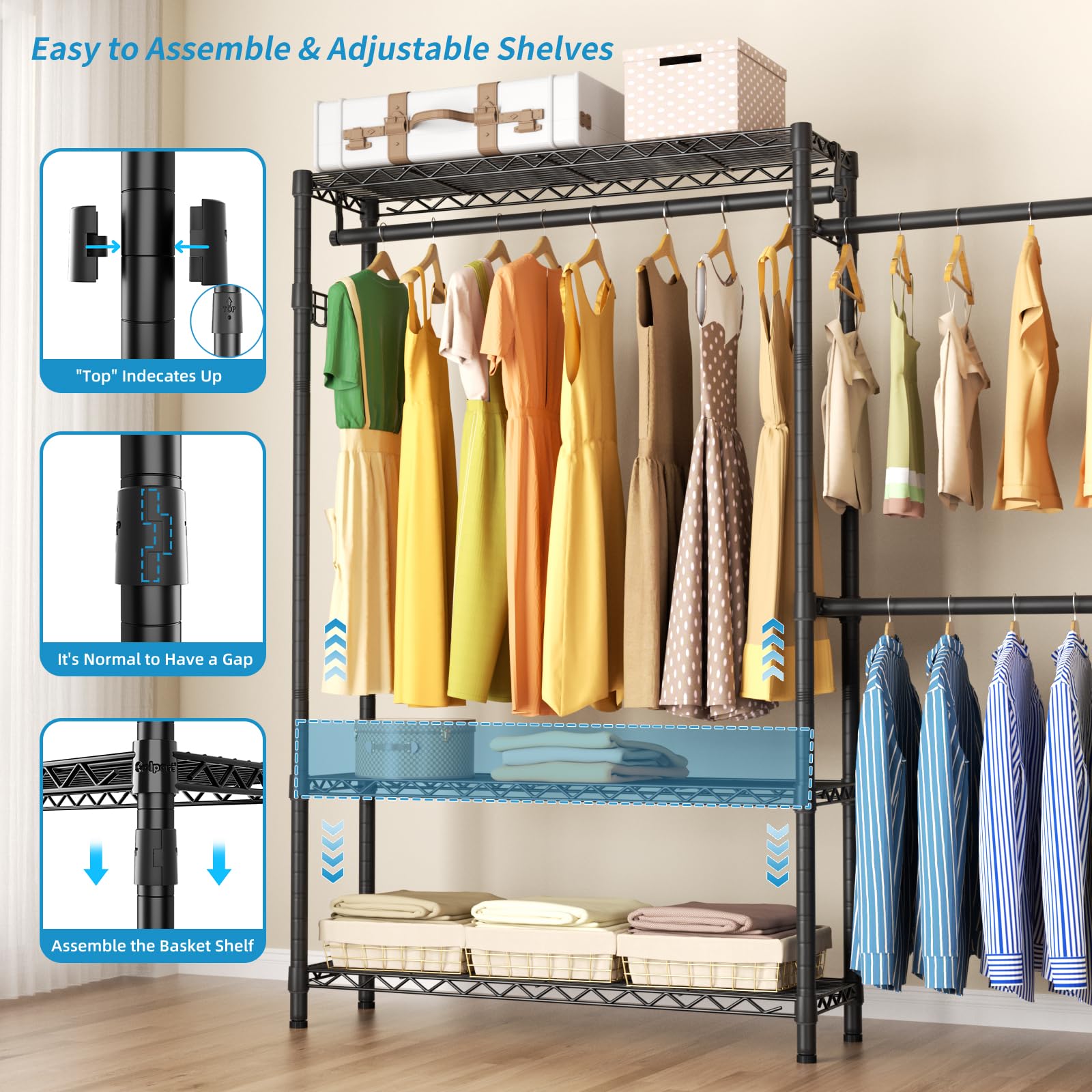 Heavy Duty Garment Rack With Adjustable Shelves H5 Pro Heavy Duty ...