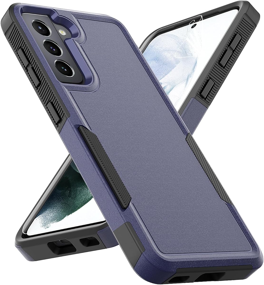 for Samsung Galaxy S21 Case: Dual Layer Protective Heavy Duty Cell Phone Cover Shockproof Rugged with Screen Protector - Military Protection Bumper Tough - Samsung Galaxy S21 5G 2021, 6.2 inch, Blue