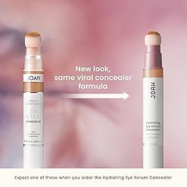 JOAH Perfect Complexion Under Eye Concealer and Hydrating Serum, Korean Makeup for Dark Circles and Puffiness, Peptide Serum with Medium Coverage, Cushion Tip Applicator