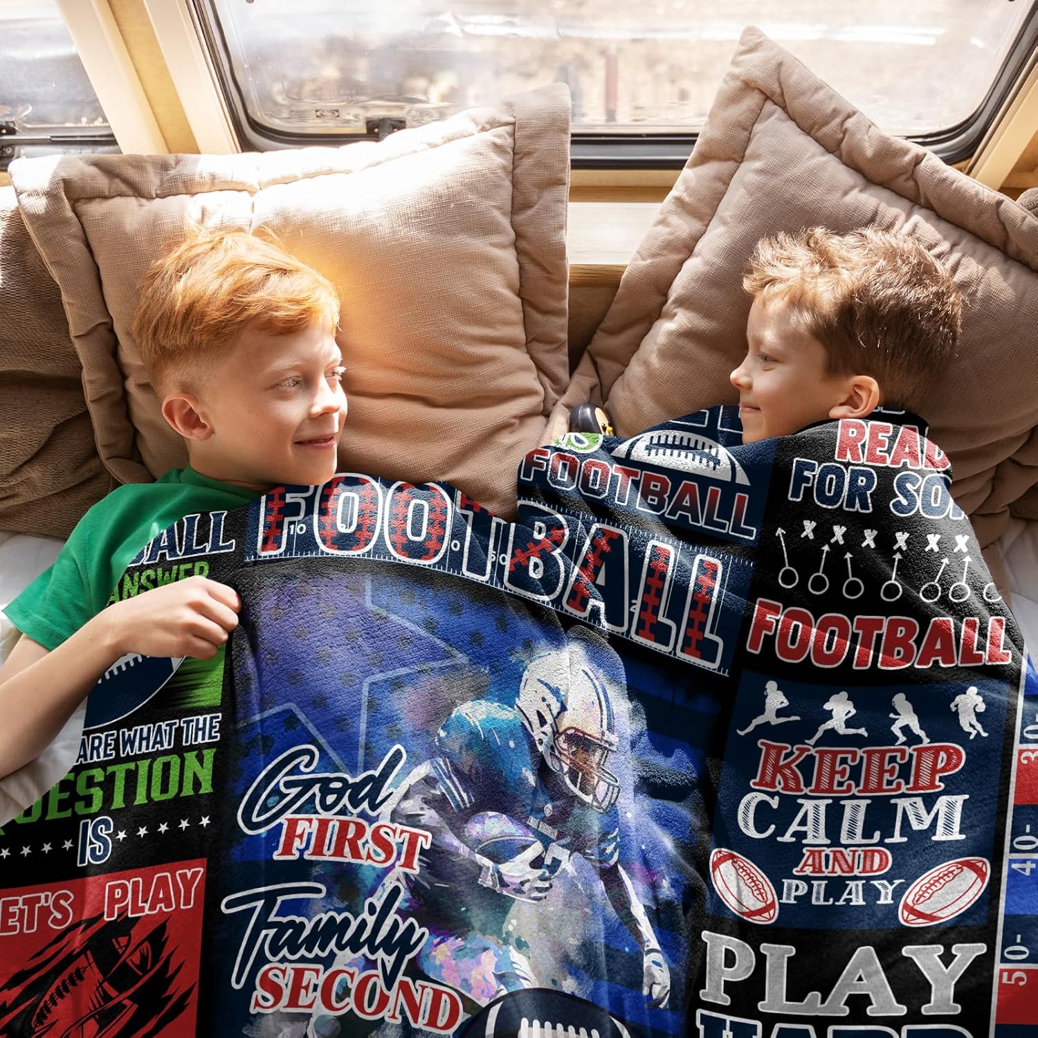 Football Gifts, Football Blanket Stuff, Sports Gifts for Boys Men Fans Player, Team Blanket for Christmas Birthday 60"x50"