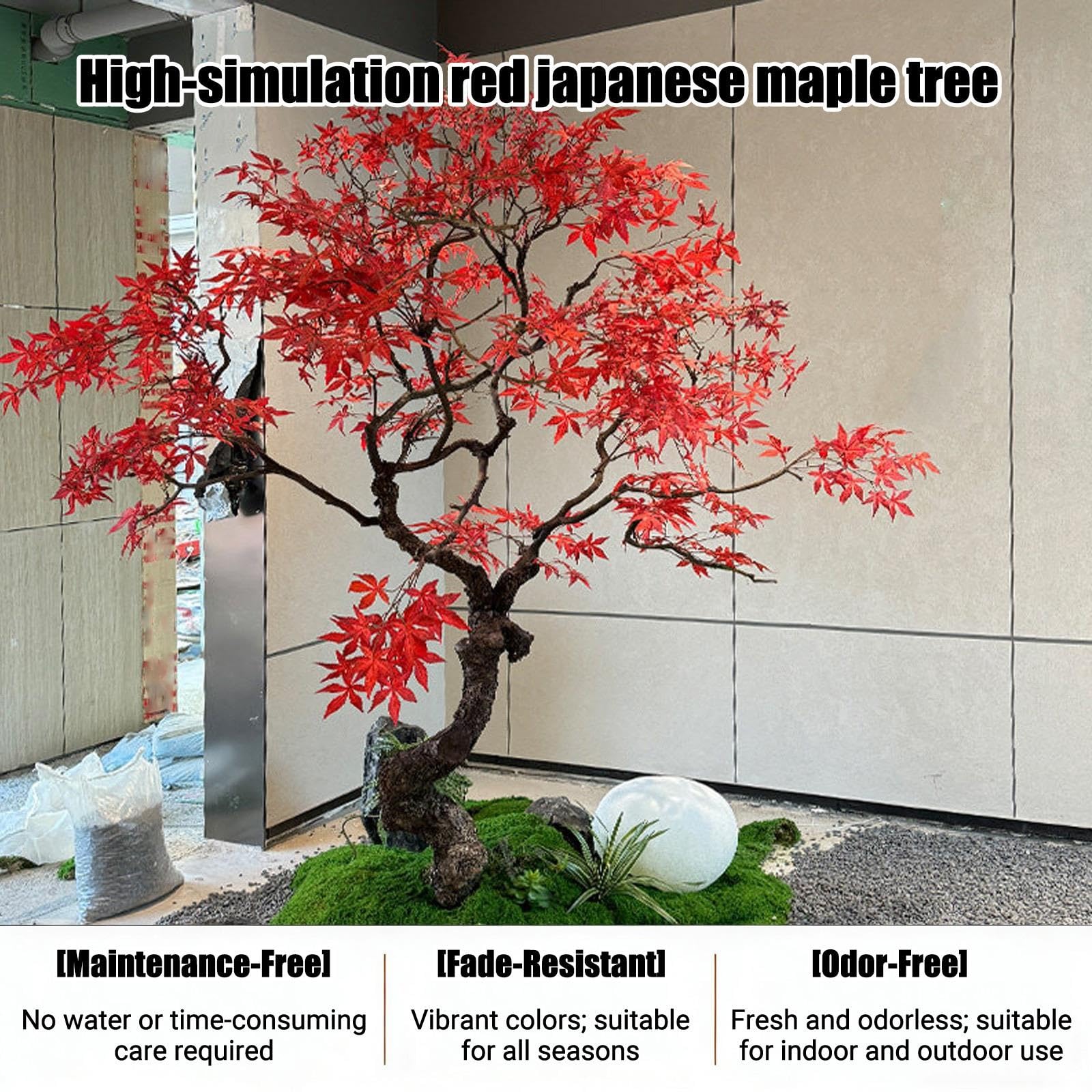 Home Mall Acero Giapponese Artificiale Rosso, Grande Albero Decorativo