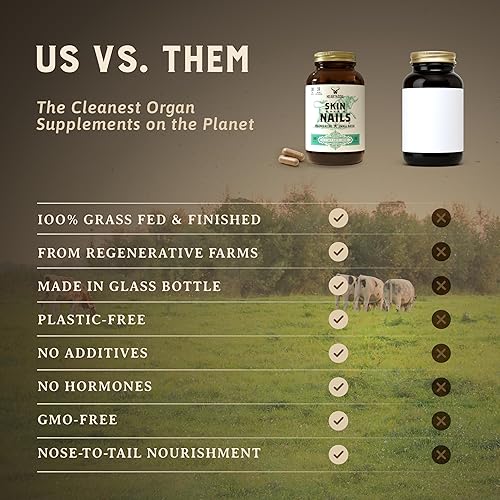 Miniatura 5 de HEART & SOIL Suplemento de apoyo para piel, cabello y uñas de 3000 mg con hígado de res alimentado con hierba, médula ósea, cartílago, biotina,