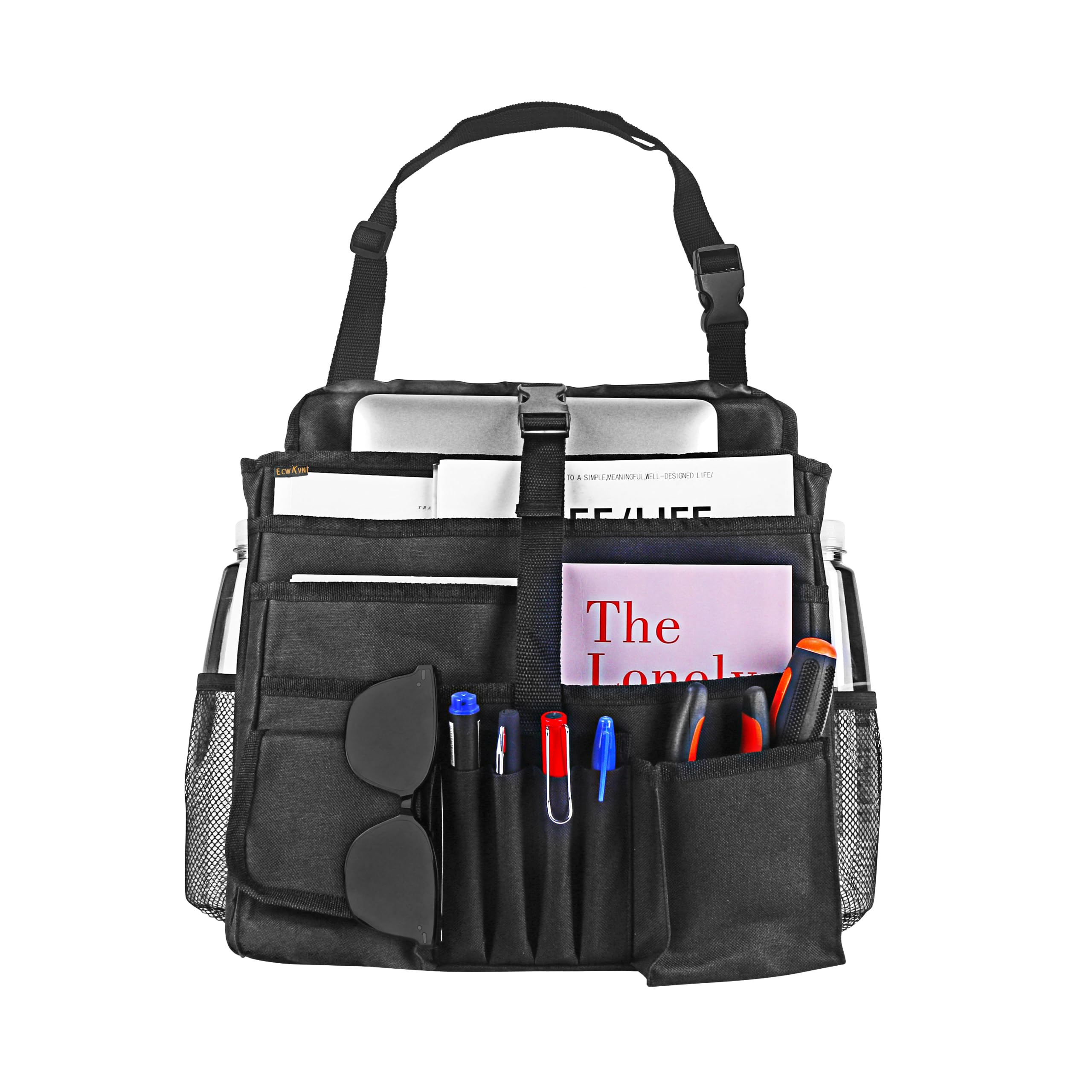 ECWKVN Car Seat Organizer with Tablet & Laptop Storage – Multipurpose Front & Backseat Organizer with Cup Holder, Adjustable Strap & Durable Buckles – Ideal for All Trucks,Suv,Vans