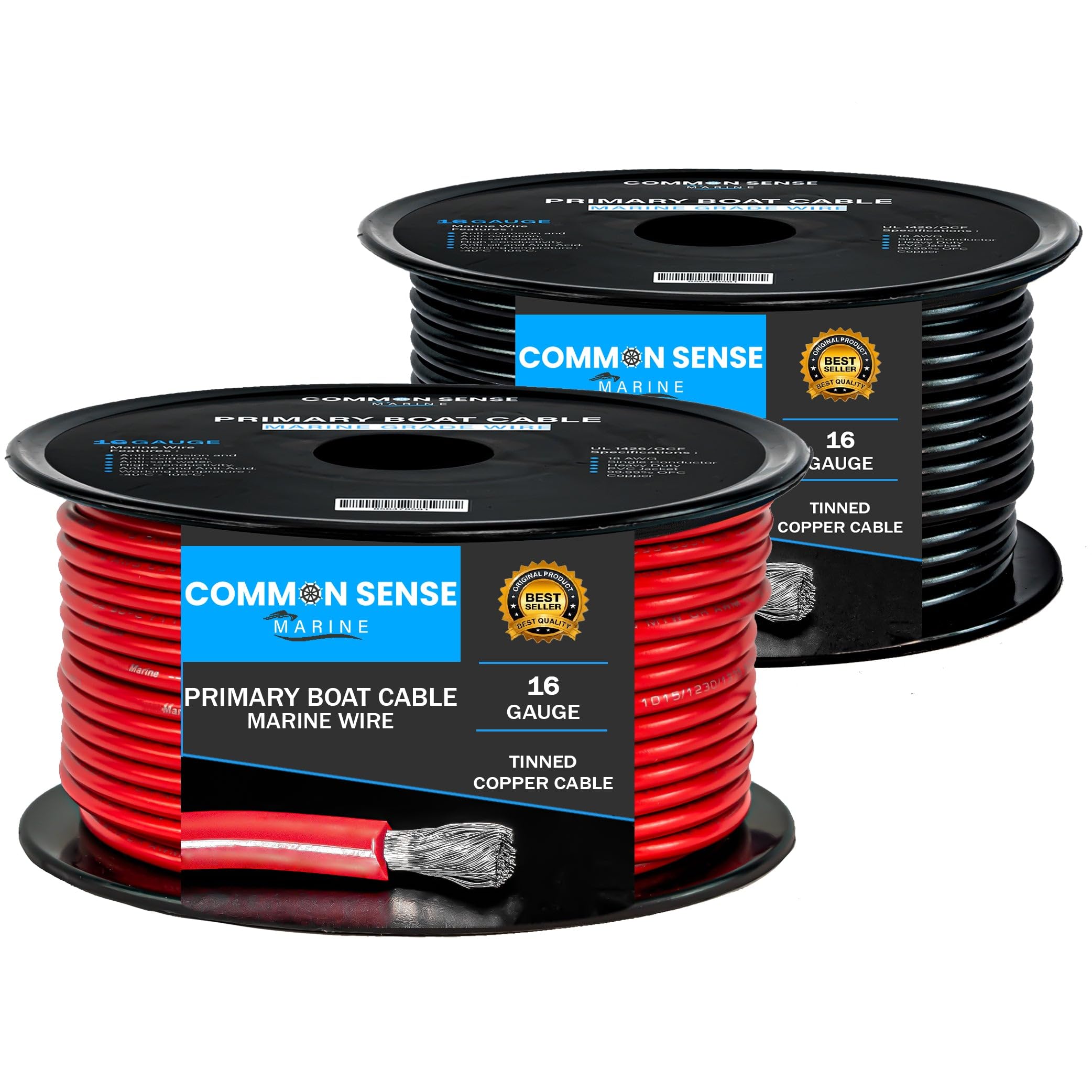16 Gauge Primary Boat Cable - 500 ft Marine Grade Wire Tinned Oxygen-Free Copper - 16 AWG UL 1426 Standard PVC Wire for Boat, Automotive, Speakers,