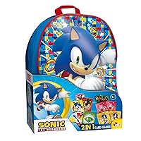 Lisciani Giochi Sonic 2 in 1 Card Games in a Backpack, 104536