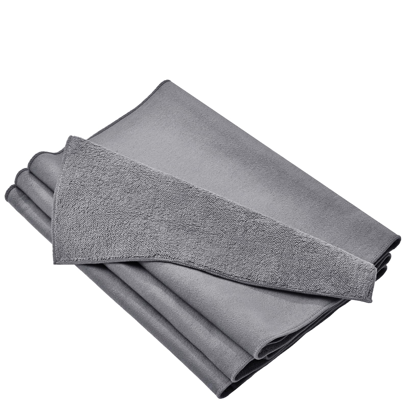 REHUAWHO Double Sided Wipes Shower Cleaning Cloths Original, Drying Towel for Glass, Premium Microfiber Towel for Kitchen, Car, Household, Camping - 3 Pack Grey