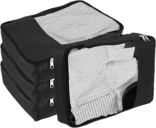 4 Pieces Packing Cubes, Bag Organizer with Zipper (Black) | Packing Cubes, Breathable Mesh Fabric, Sturdy Oxford Cloth, Easter Packing Repression, Travel Set for Suitcases and Backpack