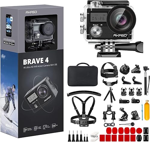 AKASO Brave 4 Cámara de acción con kit de accesorios 60 en 1