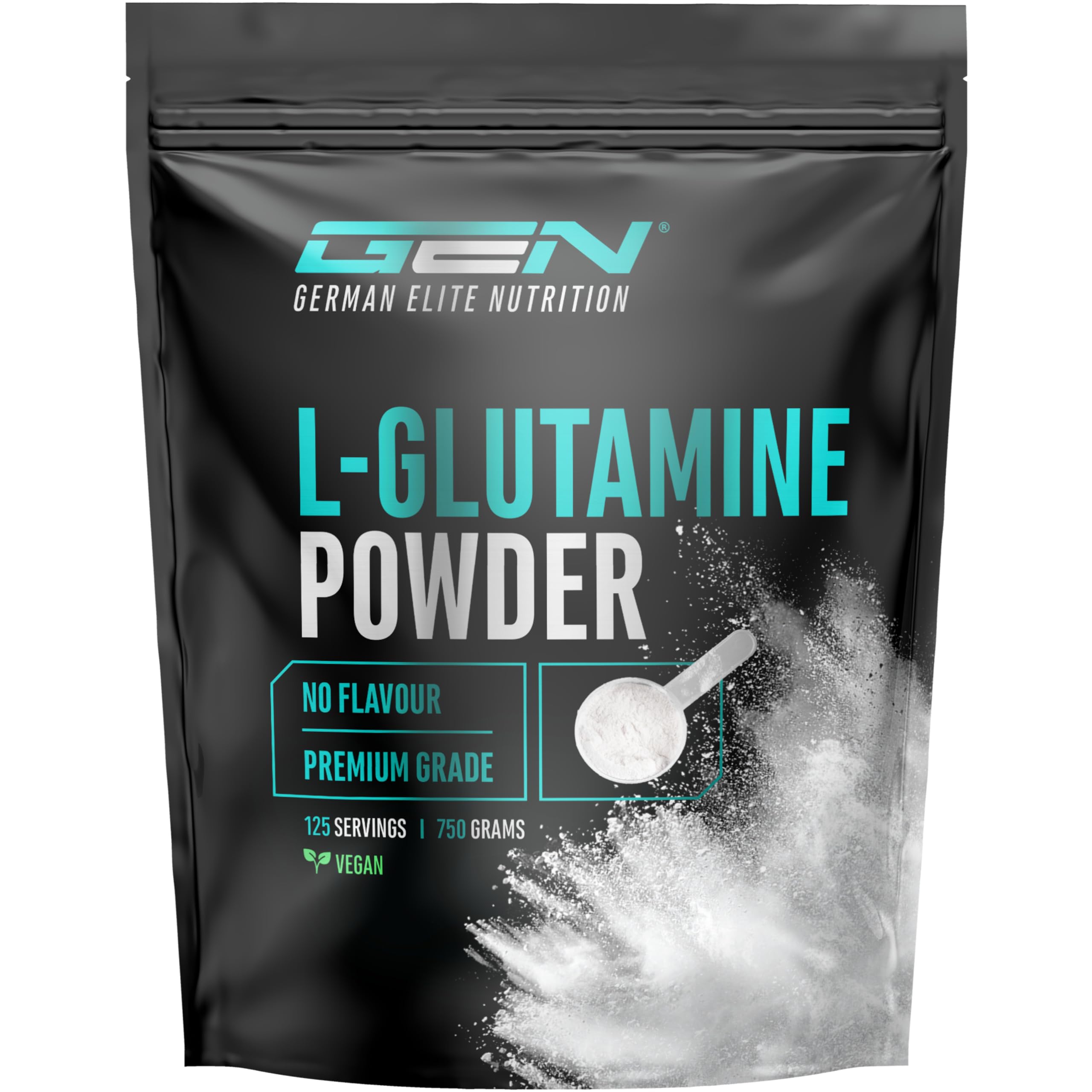 L-Glutammina in polvere - 750 g - Premium: pura e ultrafine senza additivi - 100% aminoacido L-Glutammina micronizzato - Neutro non aromatizzato - Altamente dosato - Vegan