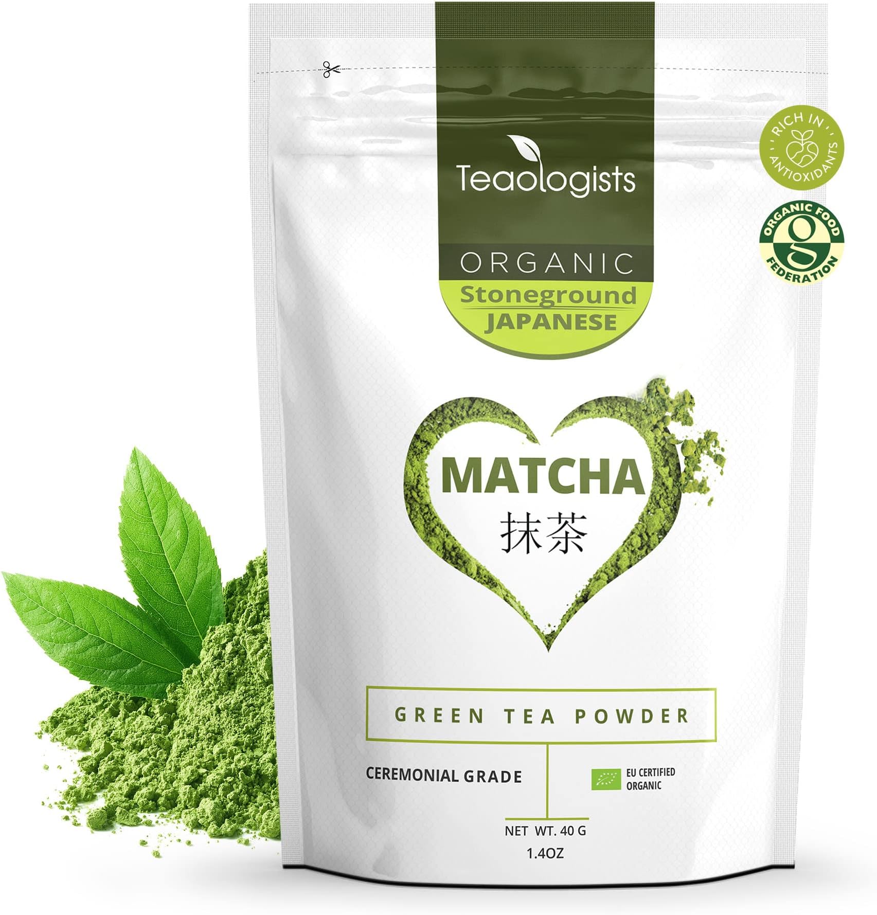 Ceremonial Grade Matcha Green Tea Powder (40g), Free from Added Sugars & Preservatives, Harvested Organically in Uji, Kyoto, Improve Your Focus & Energy, Elevate Your Well-Being