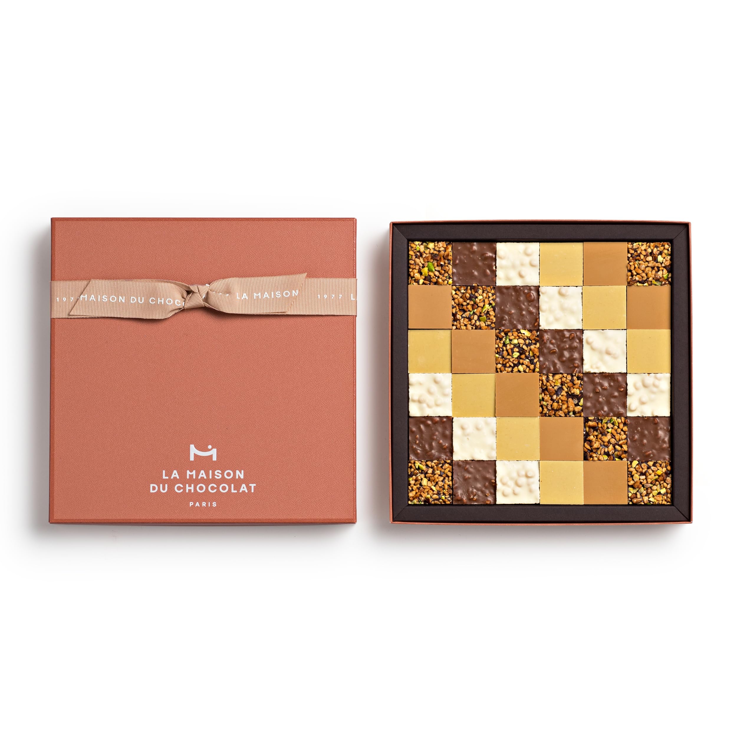 Gourmet Squares Gift Box, Premium Dark, White, and Milk Chocolate Bars Gift Box - Gourmet French Chocolate Squares (36 Pieces)