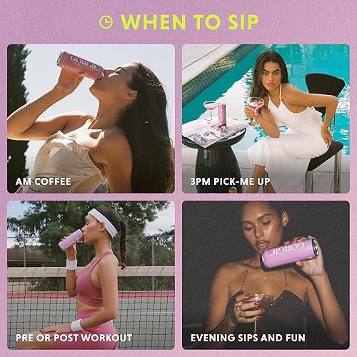 Miniatura 6 de GORGIE Bebidas energéticas naturales sin azúcar, bayas eléctricas espumosas (paquete de 12) - Bebidas energéticas saludables - Reemplazo de café