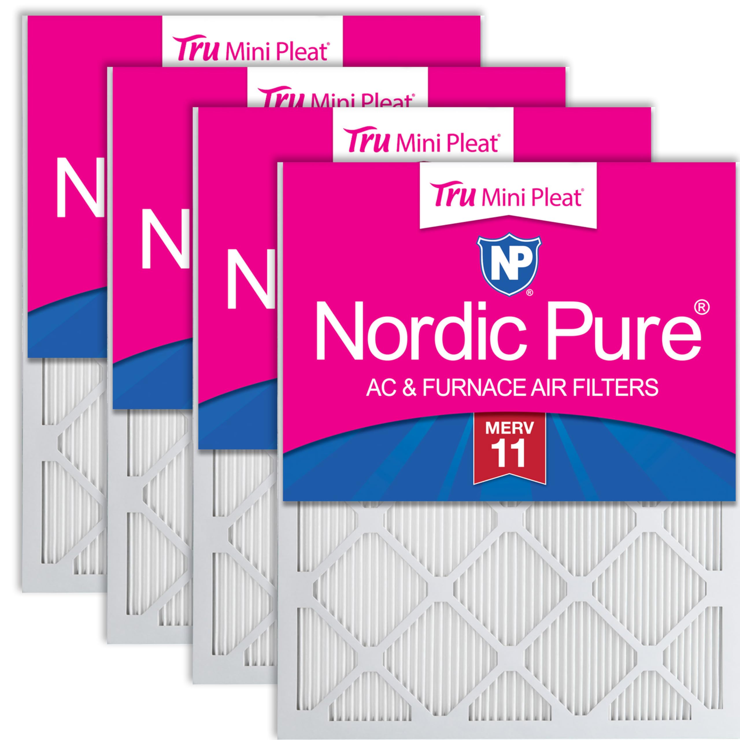 Nordic Pure 10x20x1 Tru Mini Pleat MERV 11 AC Furnace Air Filters 4 Pack