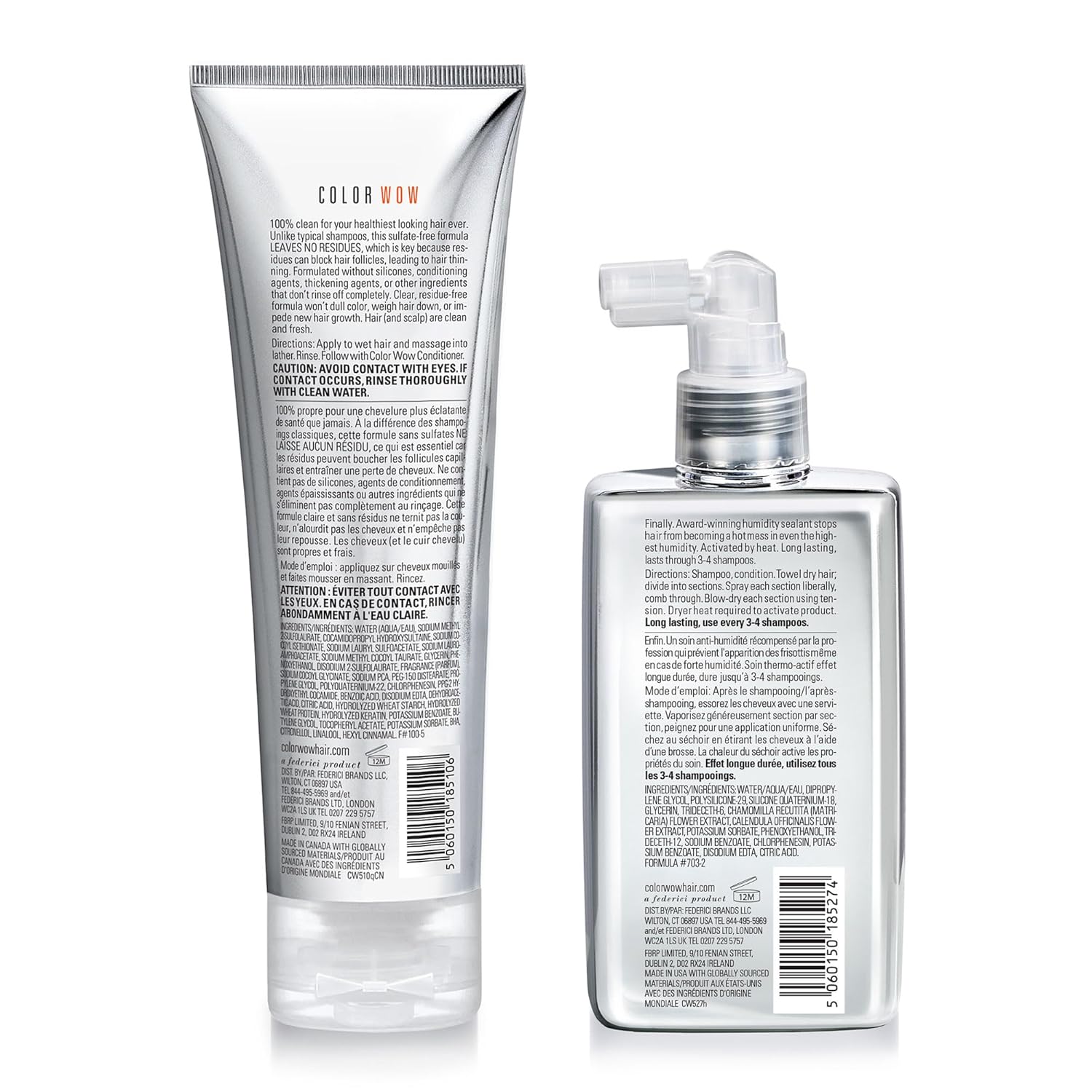 COLOR WOW Ultimate Frizz-Free Bundle - Award winning DREAM COAT and COLOR SECURITY SHAMPOO duo for long lasting frizz-free, shiny, glassy hair. Humidity-proof strands and built-in heat protection.