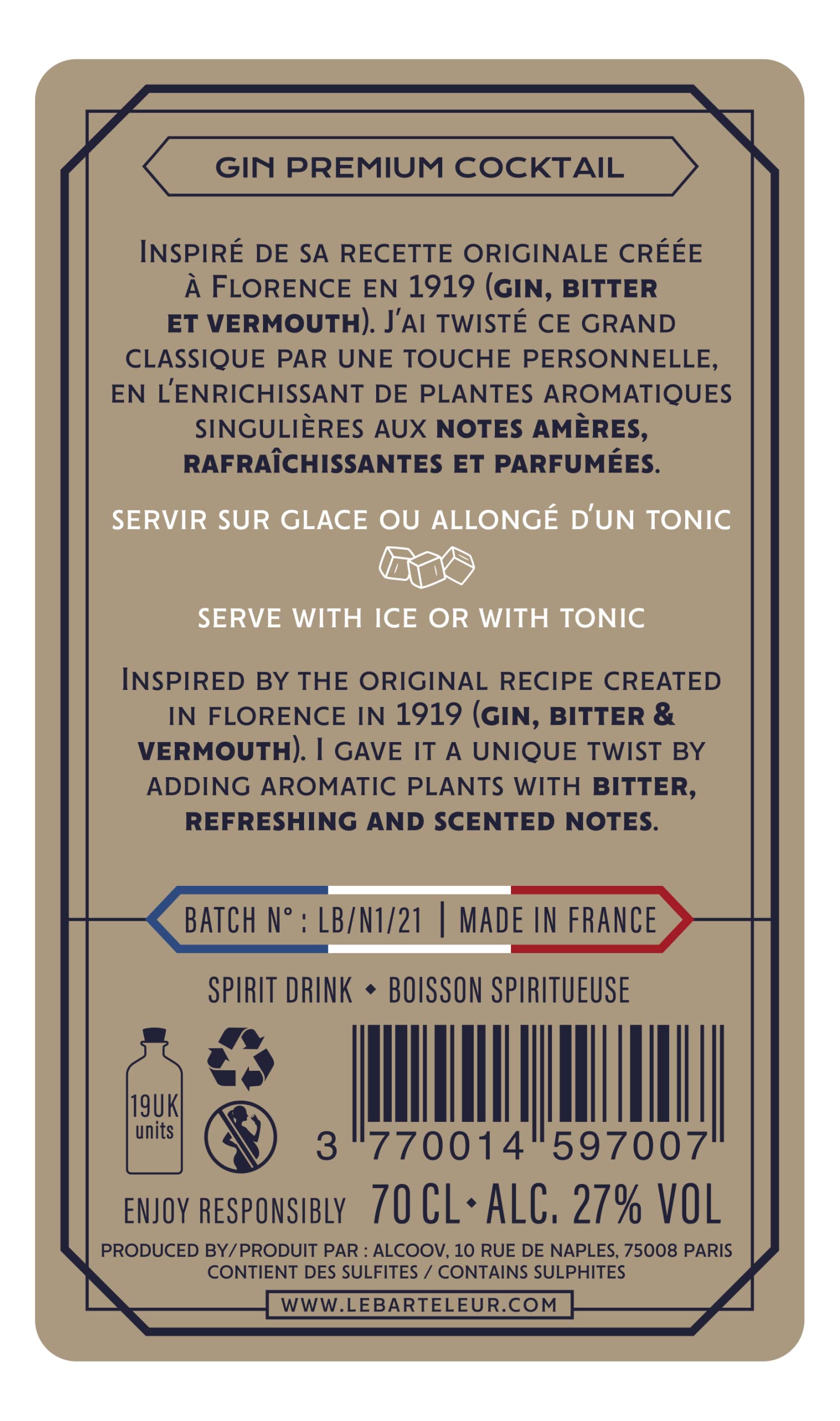Cocktail - Le NEGRONI du BARTELEUR