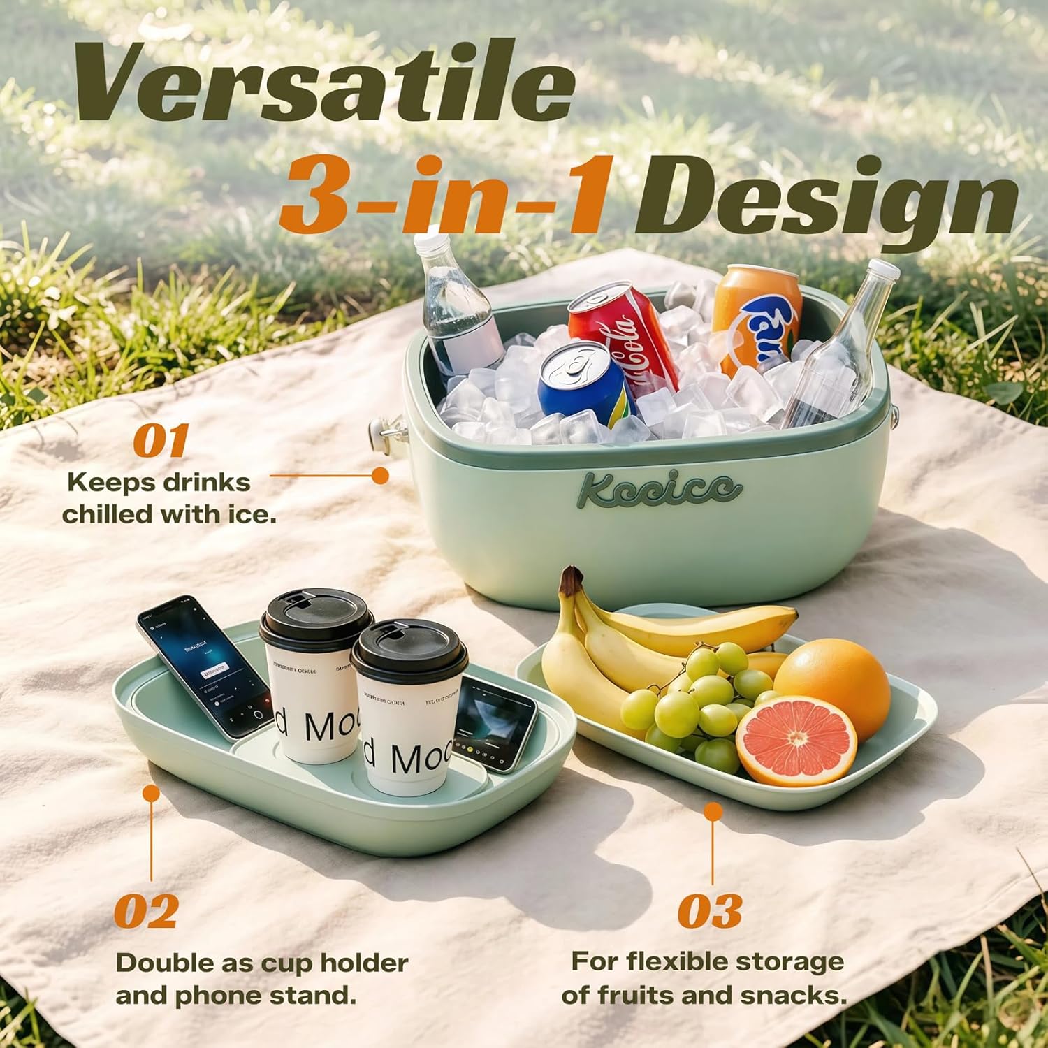 6QT+12QT Insulated Hard Cooler, Retro Beach Cooler Combo Portable Small Ice Chest for Picnic, Hiking, Camping, Travel