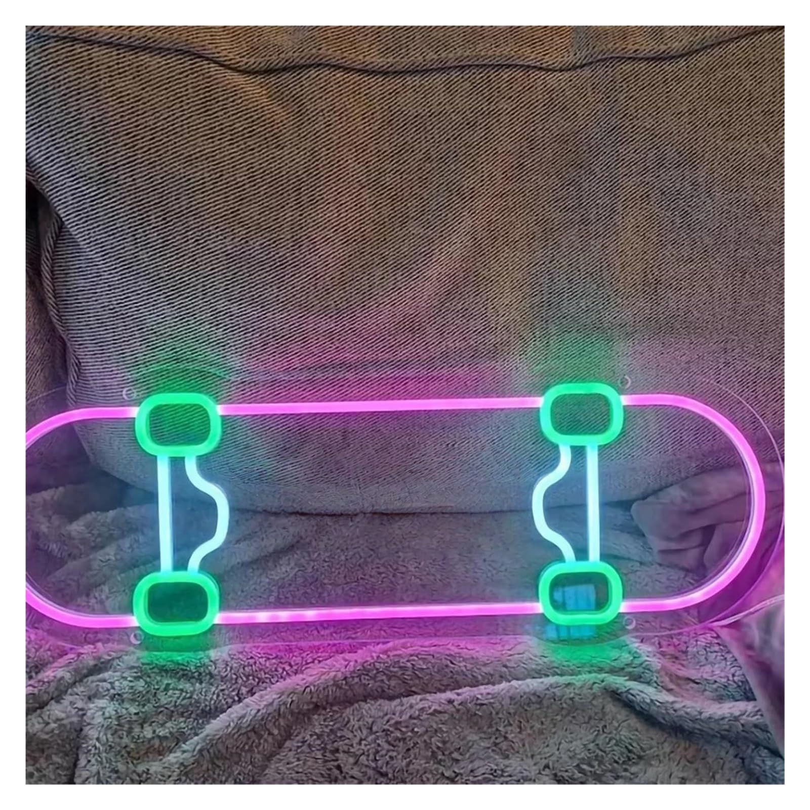 Lemst E Signs Lamp Skateboard Neon Signs Usb Powered, Adjustabl Brightness Skateboard Shop Neon Lights For Club Wall Decor 15Cmx35cm(E)