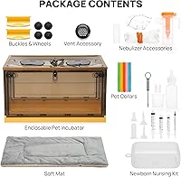 Vista 14 de TURBRO 55L Pet Incubator, Precision Temperature Control for Puppy & Kitten Care, with Adjustable Fan Speed, Multifunctional LED Panel, Respiratory