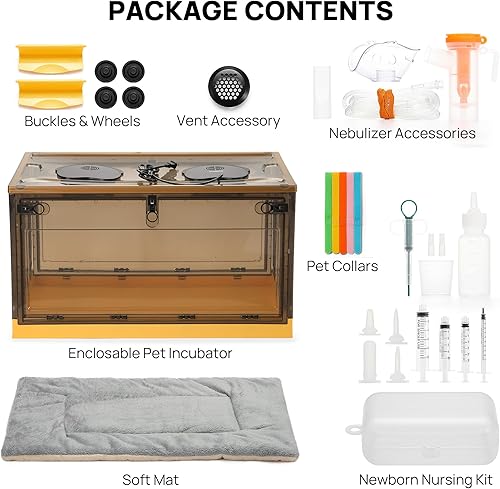 Miniatura 14 de TURBRO 55L Pet Incubator, Precision Temperature Control for Puppy & Kitten Care, with Adjustable Fan Speed, Multifunctional LED Panel, Respiratory