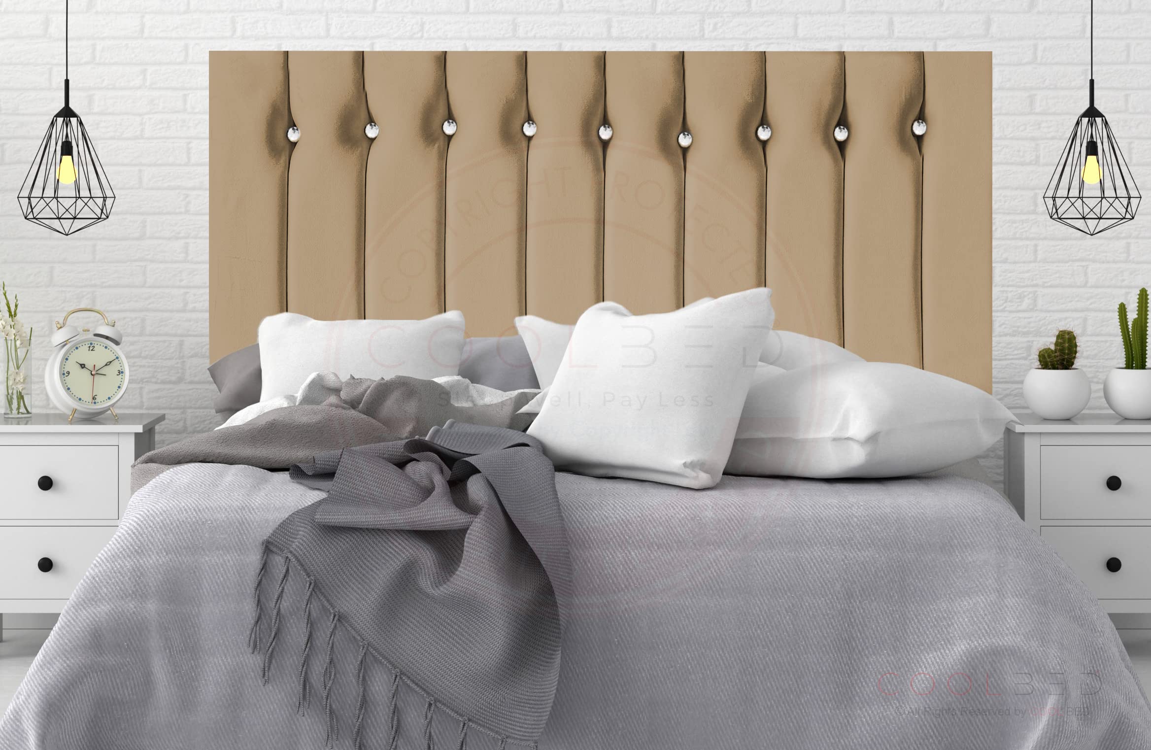 Divan Bed Headboard in Plush Velvet Delight 20” Or 26” Height Single Double King Size Lined Headboards For Beds Bedroom Furniture Decor (Mink Plush, 6FT (Super King) - 26" Height)