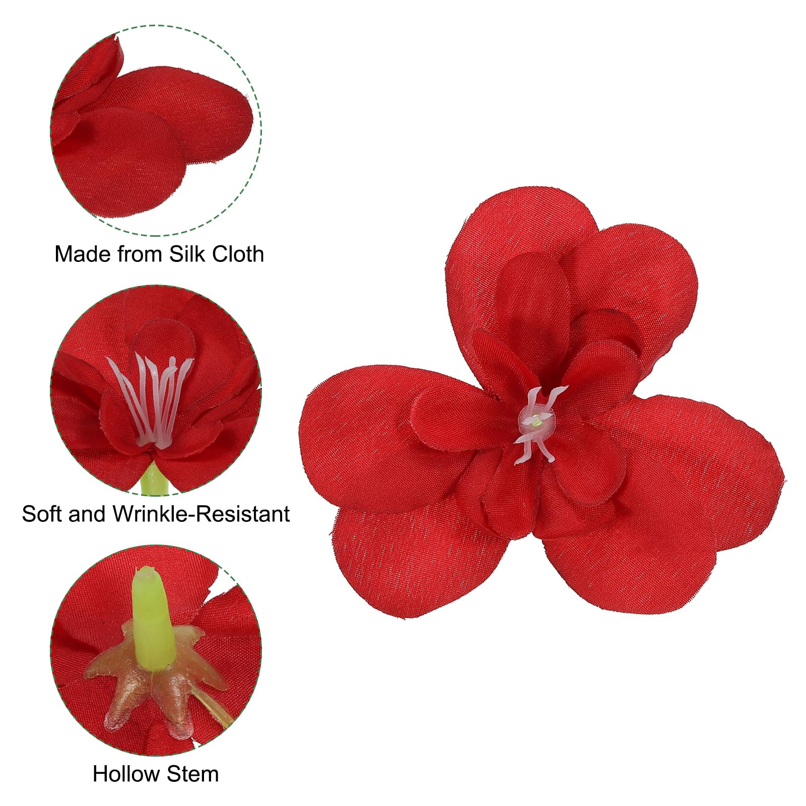 PATIKIL Artificial Orchid Petals, 24Pcs Faux Orchid Flower Head Fake Butterfly Flowers Crafts for Home Wedding Decoration Red - Image 4