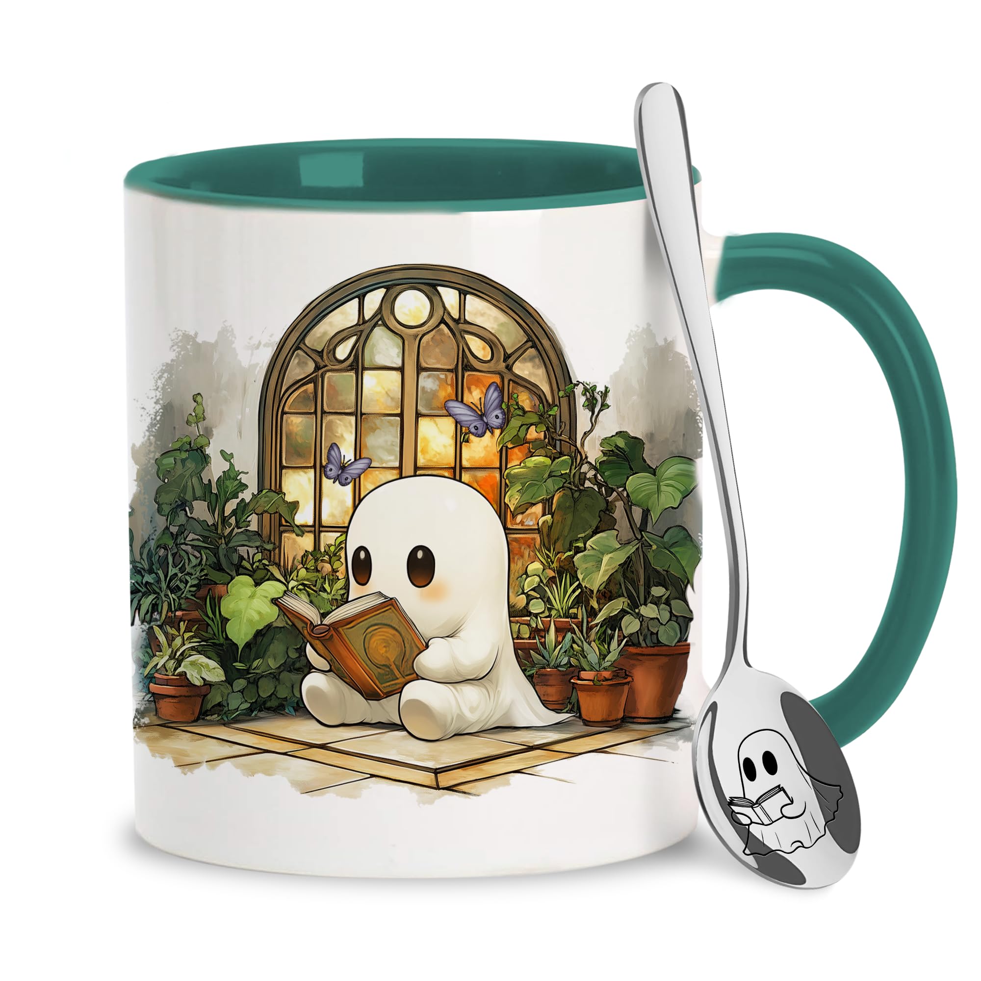 Hyturtle Cute Ghost Reading Mug Gifts for Readers on Birthday, Halloween | Book Lover Mug…