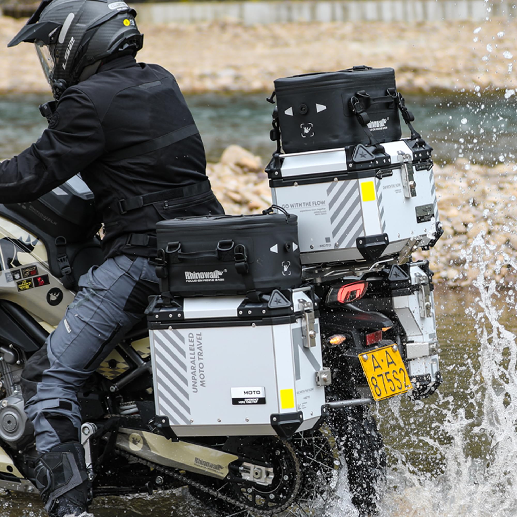 Rhinowalk 16L Motorrad Gepäckrolle wasserdichte Sitz- Seitenkoffer-Tasche MOLLE-System Thermoisolierung TPU-Boden