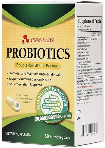 Miniatura 8 de Probióticos, 20 mil millones de células vivas, cápsulas vegetales con revestimiento entérico prémium para mujeres, hombres, suplemento dietético  60