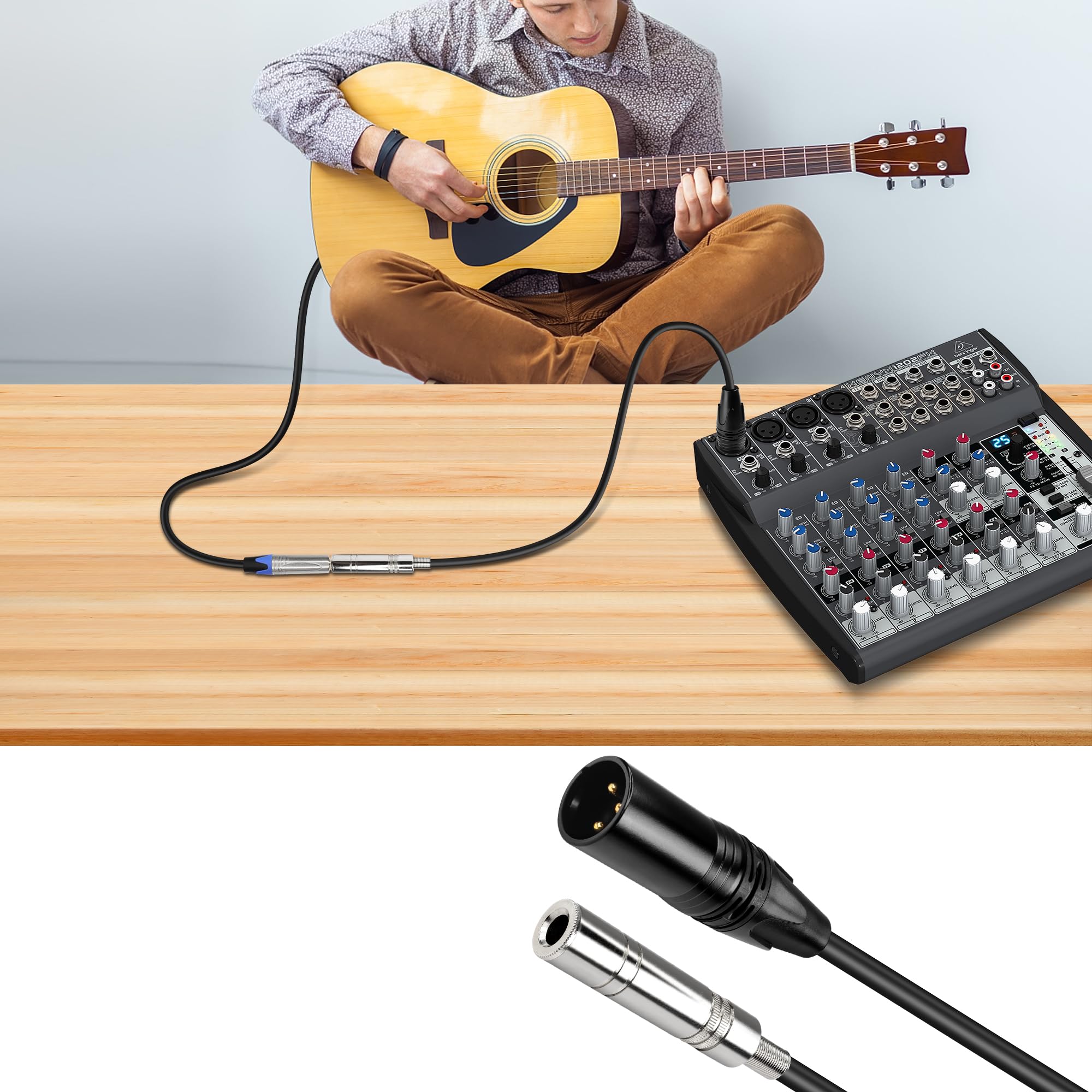 Cavo Xlr Femmina Jack 6,3 Bilanciato Cavo Audio XLR A 1/4 Pollice PNGKNYOCN - 50cm Per Microfoni E Altoparlanti Cavo XLR A TRS 6.35mm