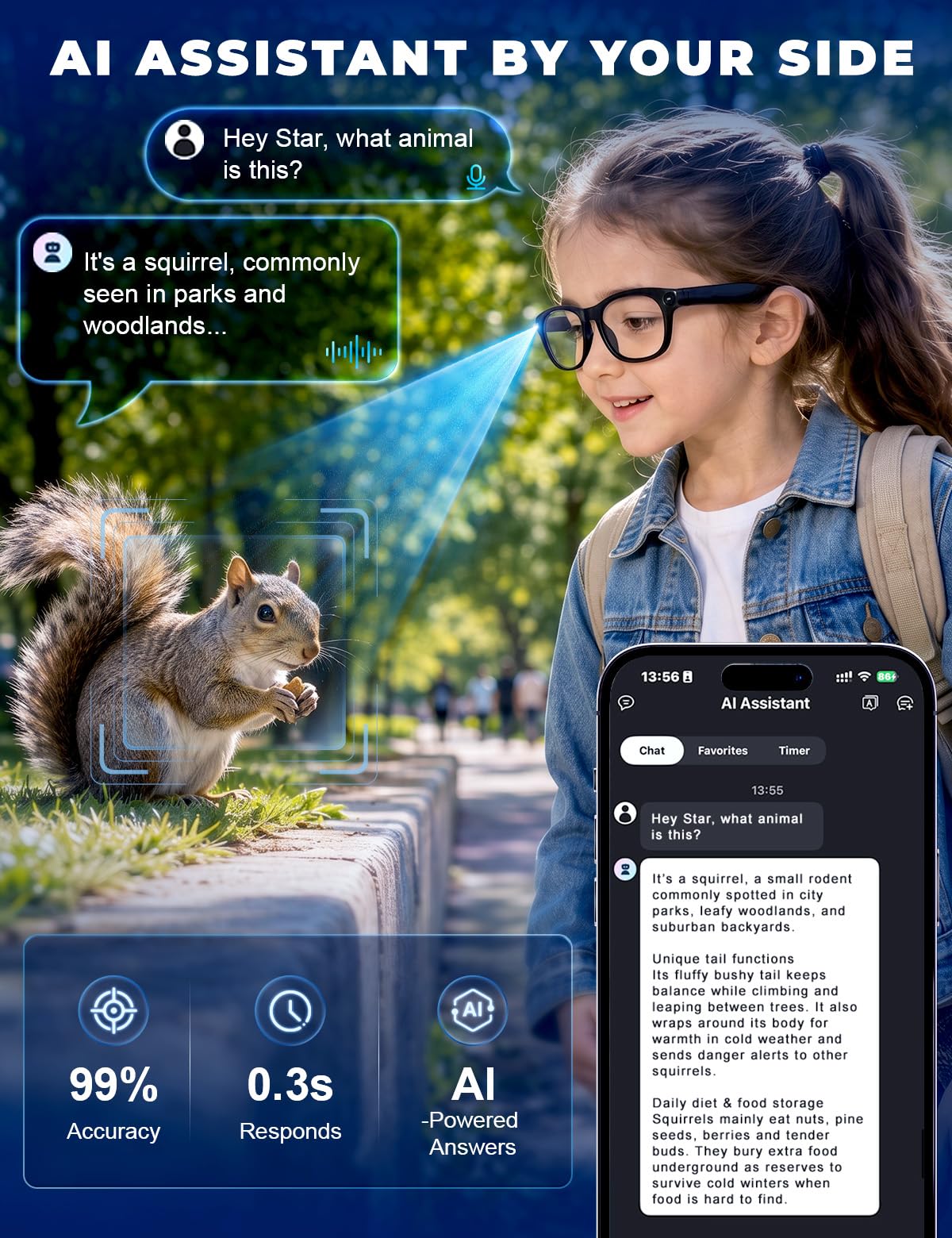 Lunettes intelligentes AI, enregistrement vidéo HD 4K et lunettes de sport Bluetooth