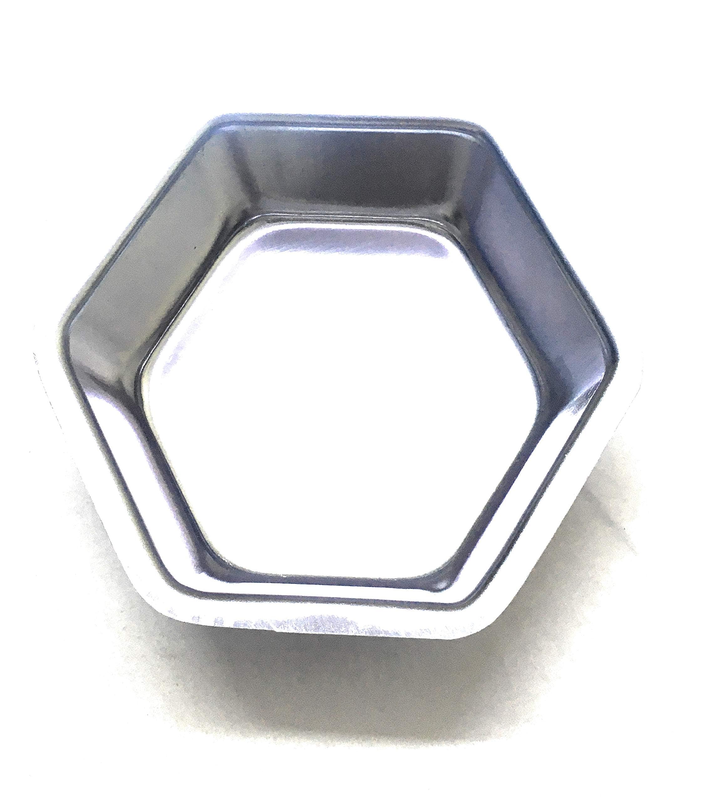 A2S Murti Aluminium Silver Heart/Hexagon/Round/Square Shape Mini Cake Baking Mould Tin - Set of 4 (Diameter 12 , 10 cm , Height 4 cm) 2