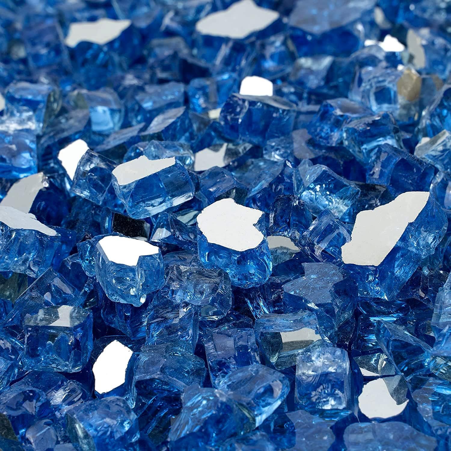 Mr. Fireglass 10 Pounds Fire Glass, 1/2 Inch High Luster Reflective Tempered Fire Glass Rocks for Fire Pit Fireplace and Landscaping, Pacific Blue - Image 3