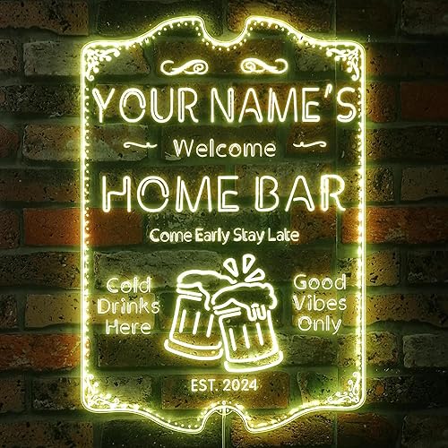 Miniatura 42 de ADVPRO Letrero de neón LED de un solo color personalizado con tu nombre para bar casero de cerveza con año de establecimiento 16 x 12 pulgadas