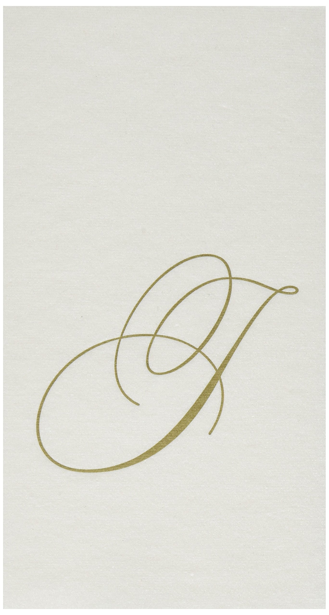 Caspari Signature Gold Initial J Paper Linen Guest Towels, White Pearl, Pack of 24