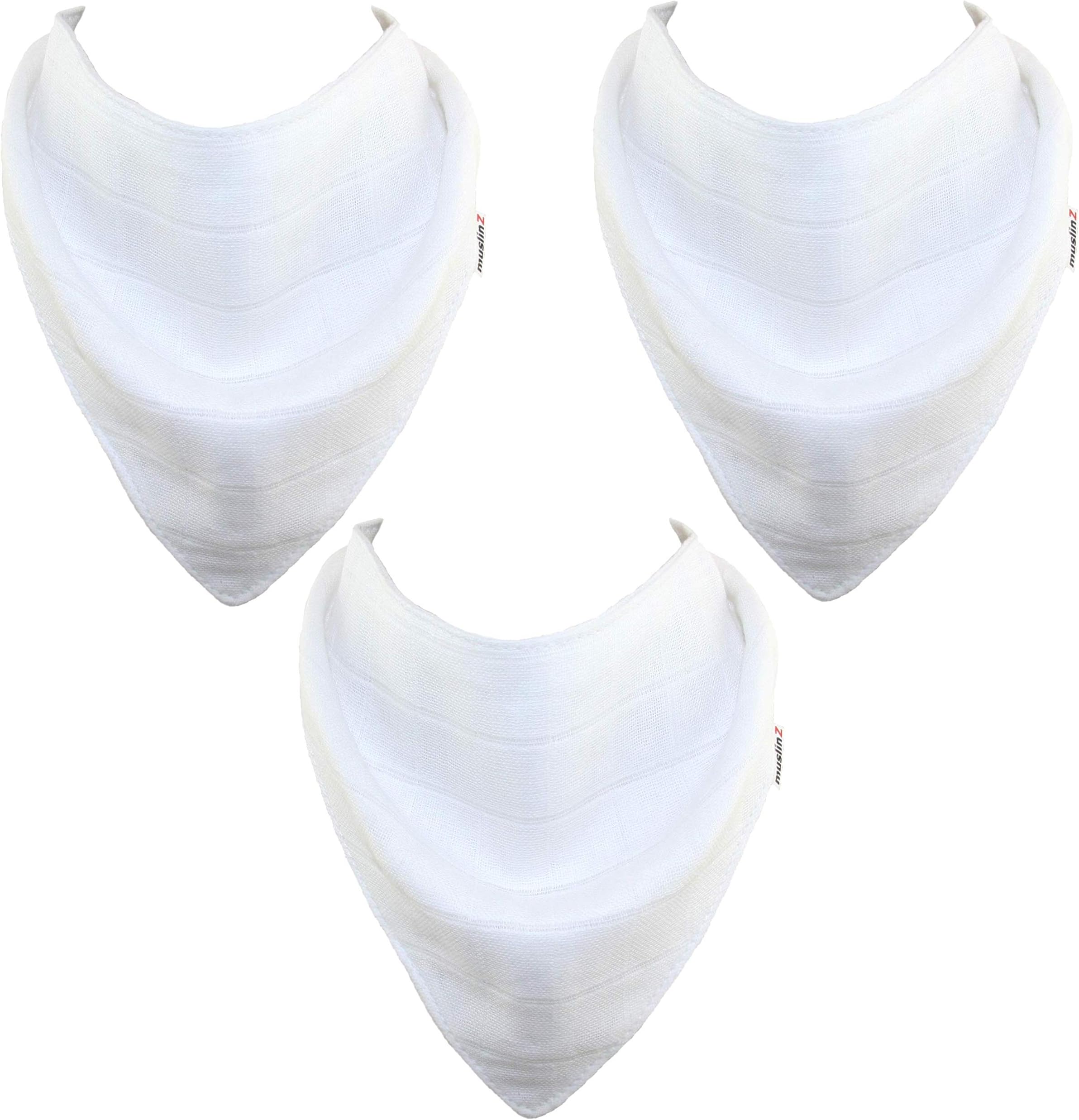 MuslinZ3PK 100% Pure Cotton Muslin Baby Dribble Bibs, Newborn Bibs