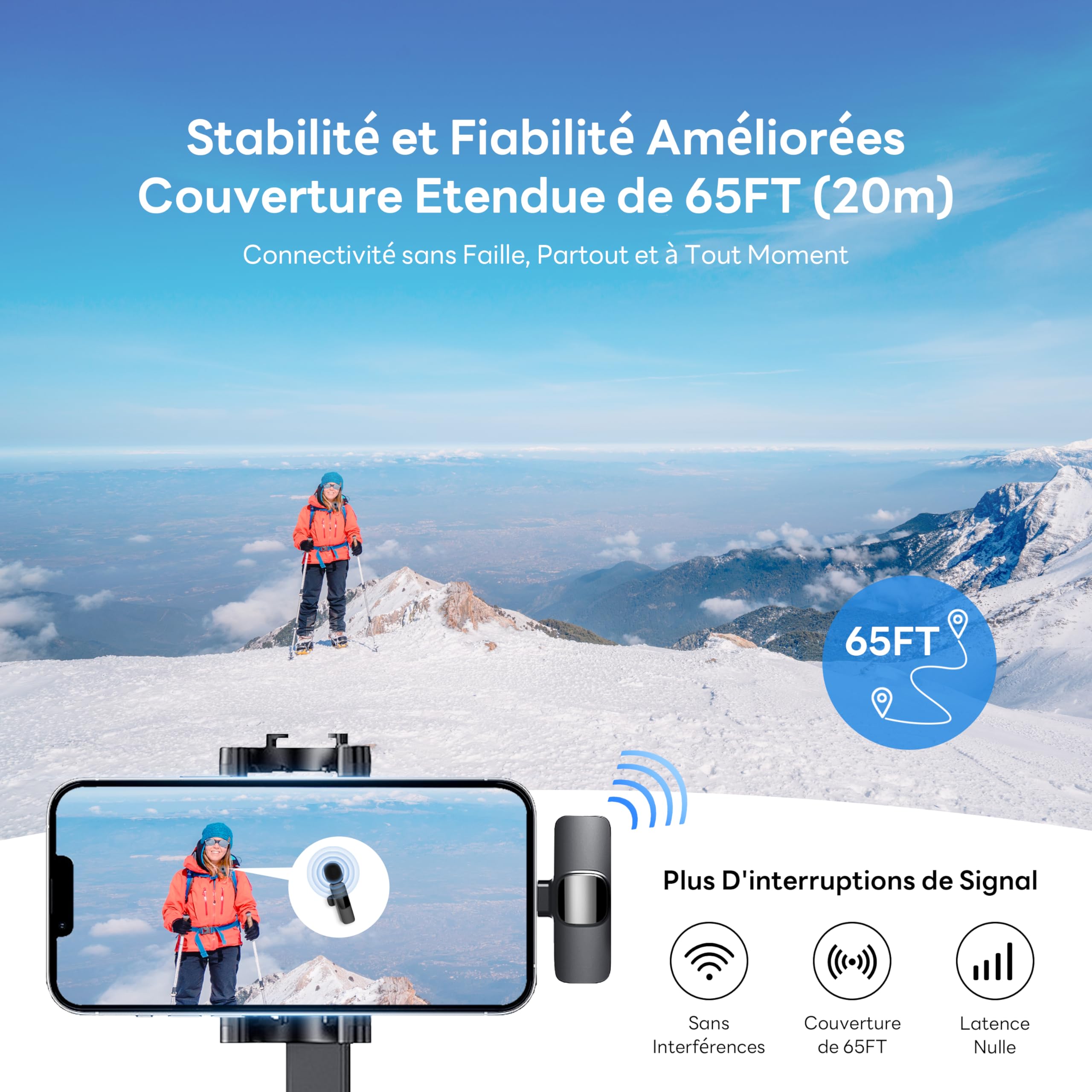 Micro Cravate sans Fil pour iPhone, Microphone Bluetooth Clip-on Lavalier sans Fil pour Enregistrement vidéo, Diffusion en Direct, Podcast