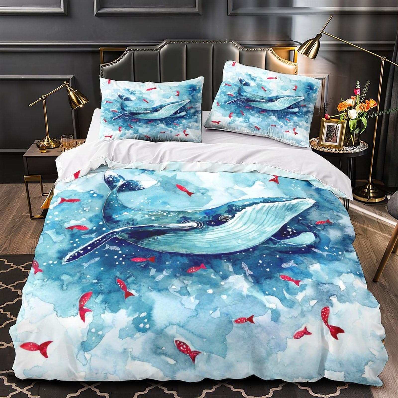 Housse de couette baleine pour lit king size résolvant les problèmes d'allergies nocturnes