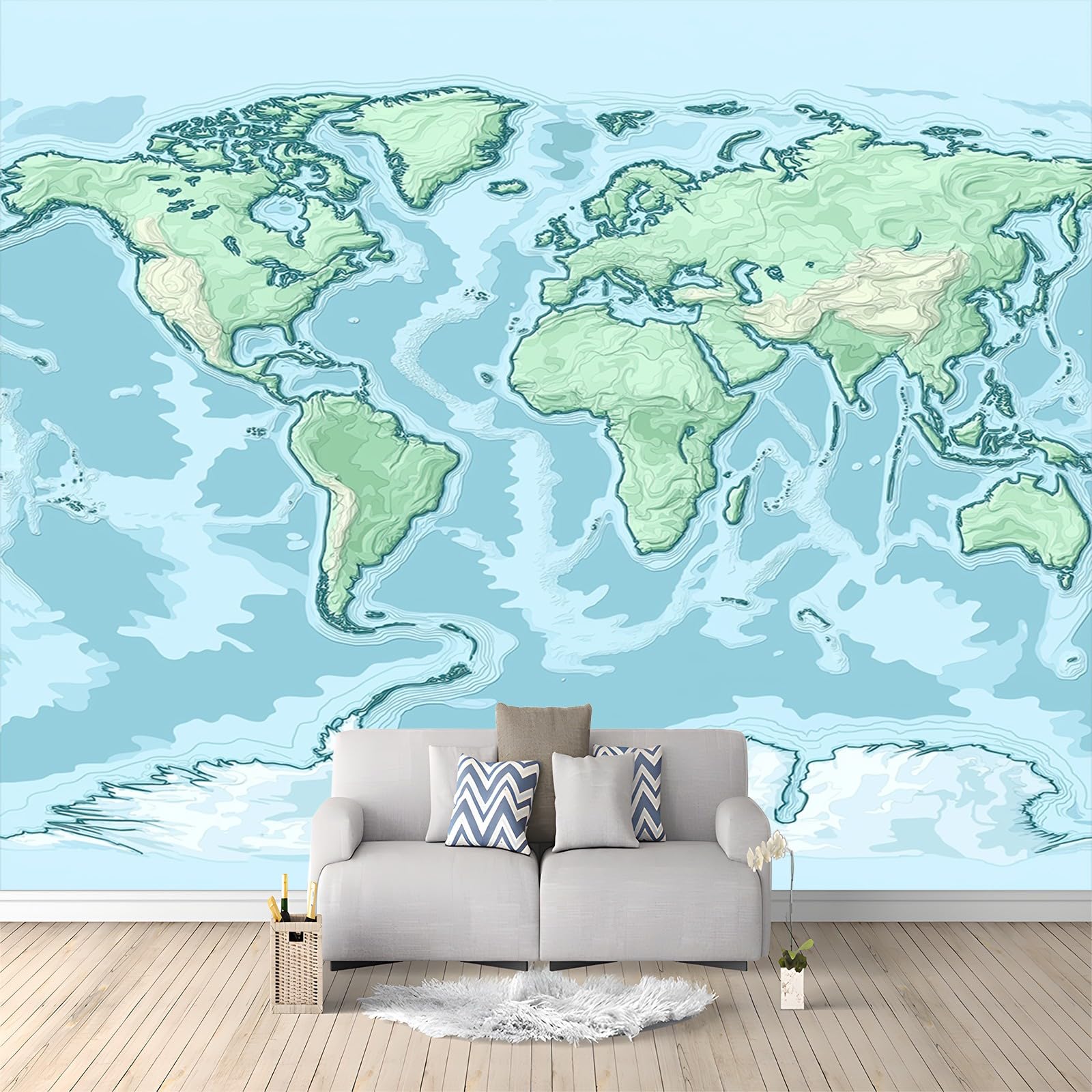 Tapeta granice narodowe, mapa świata, zdjęcie, 350 x 256 cm, włóknina, wysokiej jakości, artystyczny nadruk, fototapeta, dekoracja, plakat, obraz, nadaje się do sypialni, pokoju dziecięcego, TV tło