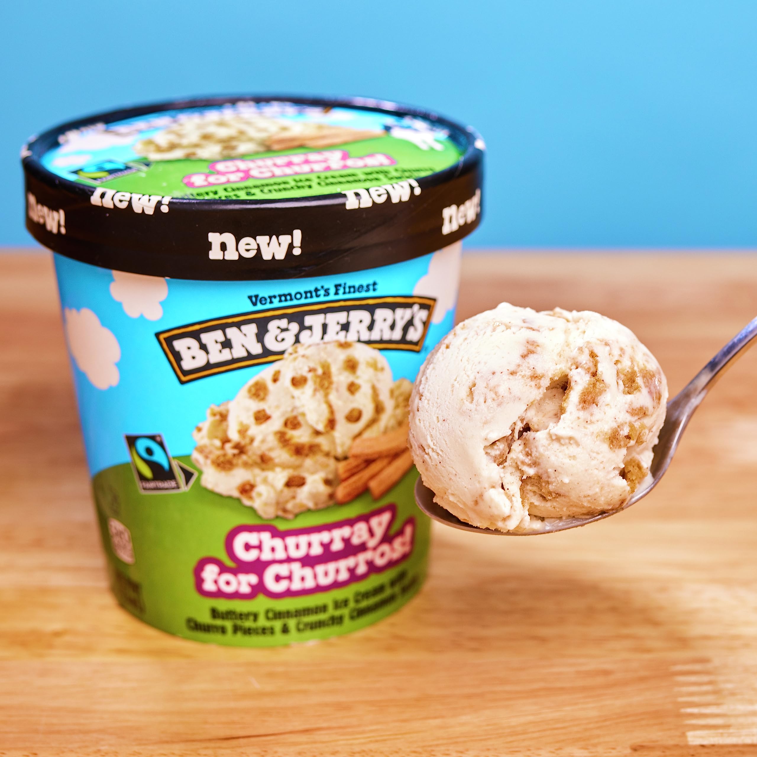 Ben & Jerry's Churray For Churros Cinnamon Ice Cream Pint 16 oz