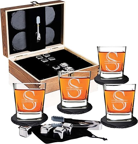 Vasos de whisky personalizados para hombres, caja escocés de alta calidad, regalo grabado para marido, papá, novio, regalos de bar personalizados