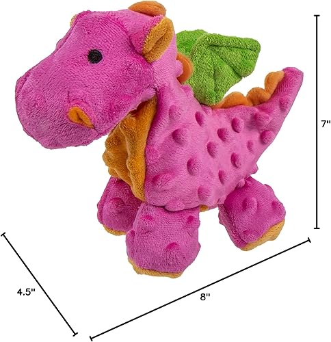 Vista 66 de goDog - Dragón de juguete, grande, resistente, con tecnología Chew Guard, de felpa, color rosa Rosado