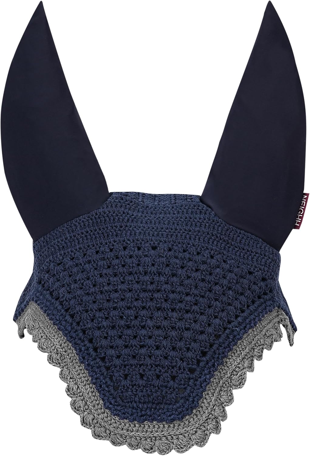 Prominent Ear Bonnet with Sound Resistant and Soft Stretchable Lycra Ears (Large: (Horizontal) A: 34cm, (Vertical) B: 42cm, Navy-Grey) Large: (x-axis) A: 34cm, (y-axis) B: 42cm Navy-Grey
