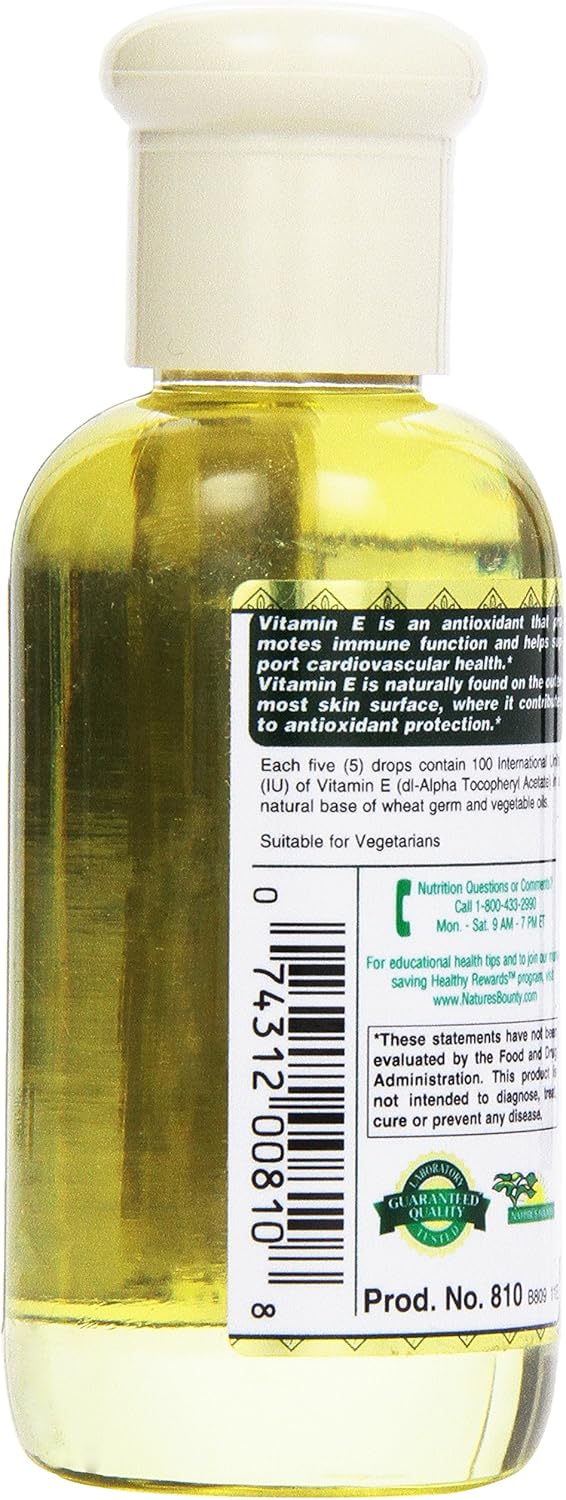 Vitamin E Oil by Nature's Bounty, Supports Immune Health & Antioxidant Health, 30,000IU Vitamin E, Topical or Oral oil, 2.5 Fl Oz : Health & Household