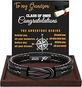 Gifts for Men Leather Bracelet Brown Braided Forever I Love You Gifts for Him Infinity Cuff Bracelets Birthday Gifts for Boyfriend Son Grandson Husband Dad Mens Fathers Day Gift